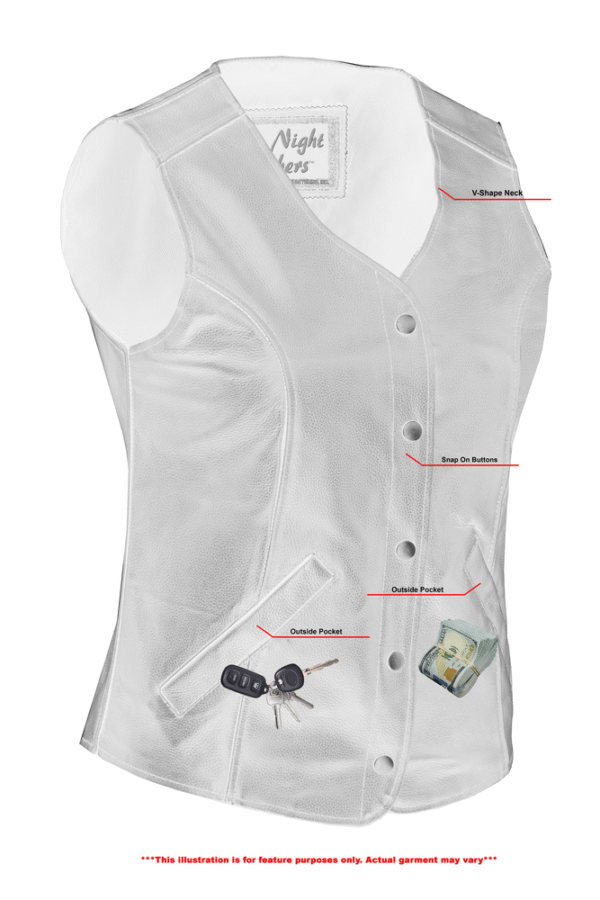 MOTORCYCLE WOMEN’S STYLISH LONGER BODY ¾ VEST – PLAIN SIDES - Image 6