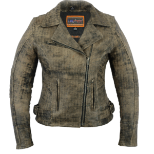 MOTORCYCLE WOMEN'S UPDATED STYLISH ANTIQUE BROWN M/C JACKET