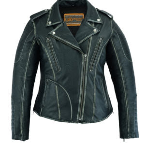 MOTORCYCLE WOMEN’S M/C JACKET WITH RUB-OFF FINISH