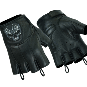 MOTORCYCLE REFLECTIVE SKULL FINGERLESS GLOVE