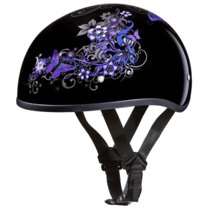 MOTORCYCLE D6-B D.O.T. DAYTONA SKULL CAP - W/ BUTTERFLY