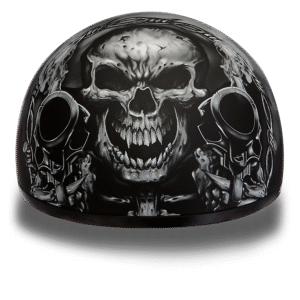 MOTORCYCLE D6-G D.O.T. DAYTONA SKULL CAP - W/ GUNS