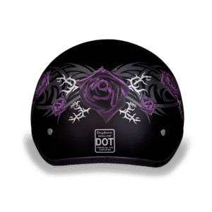 MOTORCYCLE D6-PR D.O.T. DAYTONA SKULL CAP - W/ PURPLE ROSE