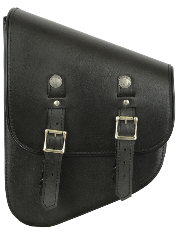 MOTORCYCLE DS5010L LEFT SIDE SYNTHETIC LEATHER SWING ARM BAG W/ BUFFALO SNAPS